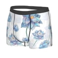 thumbnail image 2 of Balery Pale Blue Lotus Flowers Men's Boxer Briefs, Soft and Breathable Cotton Underwear with nylon Waistband-Medium, 2 of 9