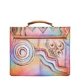 thumbnail image 2 of Sishka Womens Hand Painted Leather Briefcase Bag – Bright Abstract Design Bag for Work, Travel & Daily Use, 2 of 6