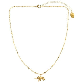 Time and Tru Womens Gold Elephant Charm Pendant Necklace Set, 1 Piece