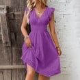 thumbnail image 2 of Glisme Casual Dresses For Women Midi Dress Lace Jacquard Hollow Out Slim V Neck Plus Size Dresses Purple Sundress Formal Dresses, 2 of 6