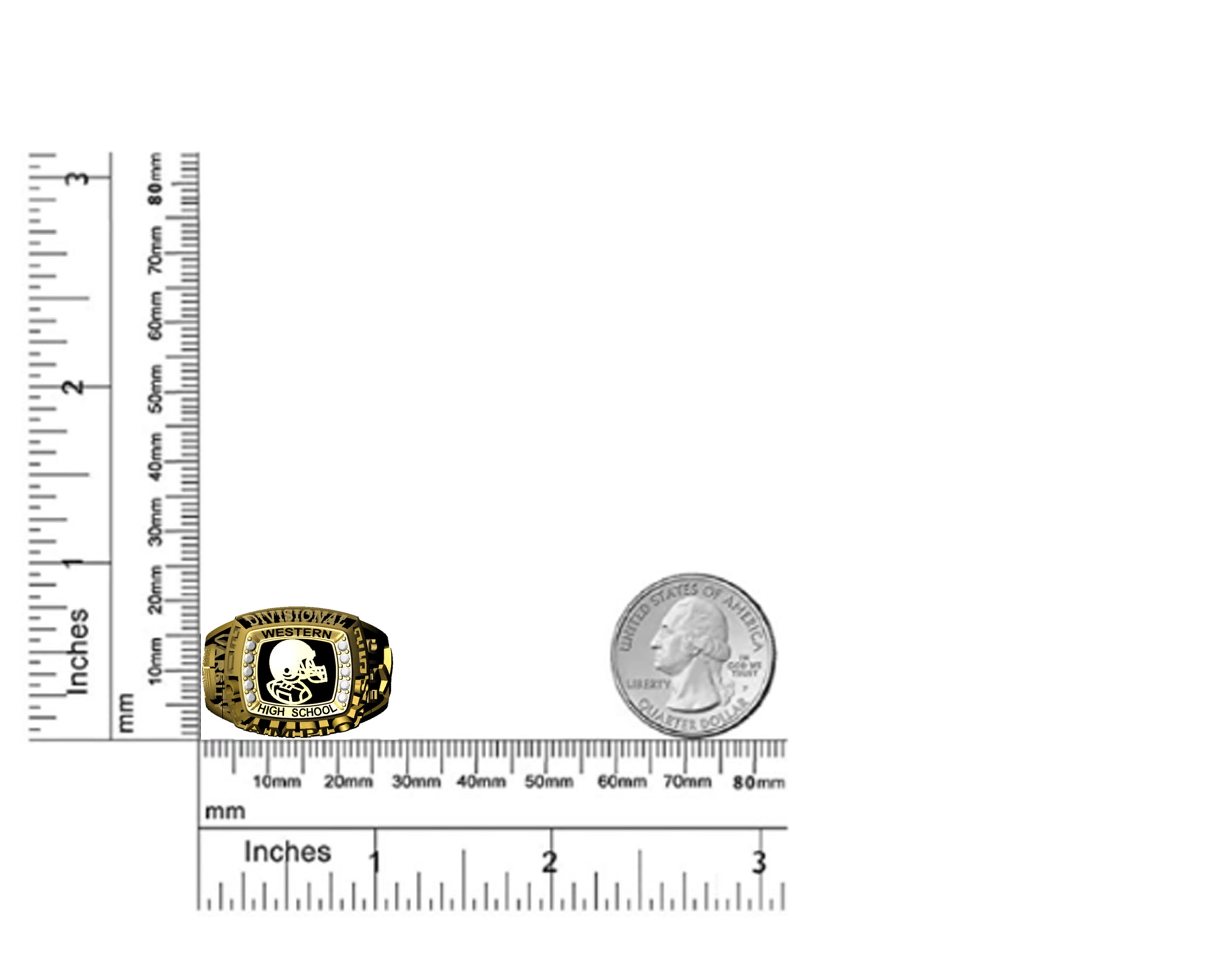 Mementos USA Custom Men's Class Rings Sterling Silver for High School and College-Gold-Champion