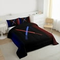 thumbnail image 3 of Manfei Cartoon Gradient Light Theme Full Size Comforter Sets,Fashion Games Bedding Comforter Set,Black Blue Red Bedding Sets For Teens,Luxury Bedroom Decor Reversible,3pcs, 3 of 8