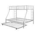 thumbnail image 7 of Twin Over Full Metal Bunk Beds with Trundle, Bunk Beds with Built-in Ladders and Safty Full-Length Guardrail, Space Saving Design, Silver, 7 of 7