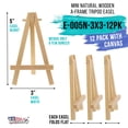 thumbnail image 2 of 12 Pack U.S. Art Supply 3" x 3" Stretched Canvas with 5" Mini Natural Wood Display Easel Kit, Artist Tripod Holder Stand, 2 of 6