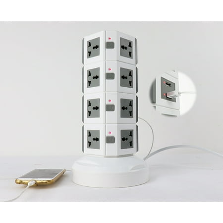 power protector surge tower strip outlet usb ports charging station cord tiers extension ft dialog displays option button additional opens