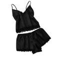 thumbnail image 5 of Besolor Women's Pajamas Sets Lace Splicing V Neck Sleeveless Cami Tops and Shorts 2 Piece Outfits Sleepwear Pjs Black, 5 of 5