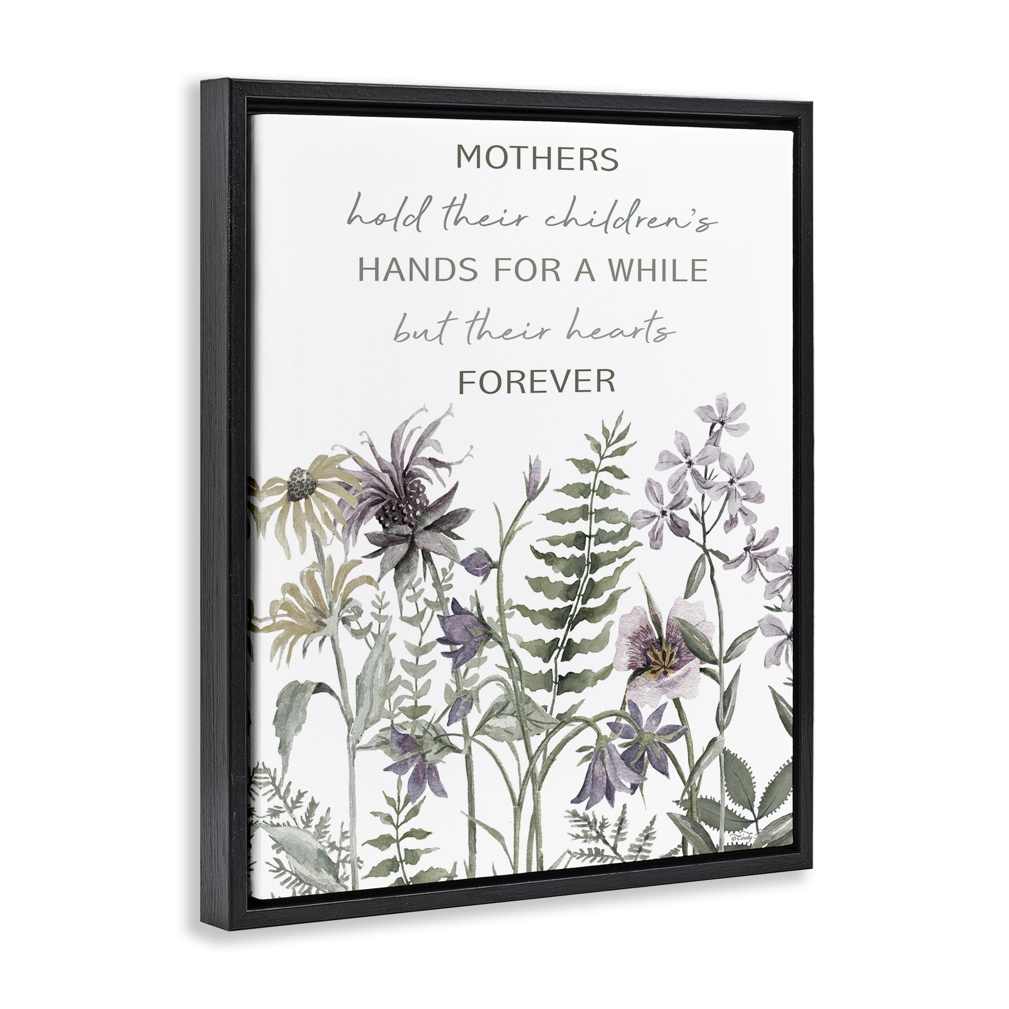 Stupell Industries Mother's Hold Parenting Sentiment Black Framed Floater Canvas Wall Art, design by Cindy Jacobs