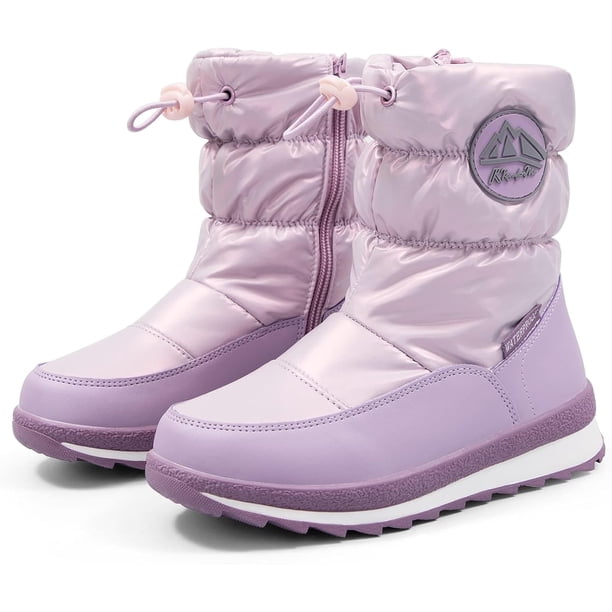 K KomForme Botas de nieve para niños y niñas, botas de invierno para exteriores, impermeables con forro de piel (niños pequeños/niños grandes)