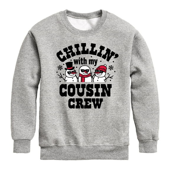 Instant Message - Chillin With My Cousin Crew Chistmas - Toddler & Youth Crewneck Fleece Sweatshirt
