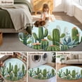 thumbnail image 5 of Green Cactus Round Area Rug 5 FT, Non Slip Bedroom Rugs, Watercolor Summer Botanical Blue Washable Soft Circular Carpet Non-Shedding Floor Mat for Kitchen Dining Room Foyer Balcony Dorm, 5 of 8
