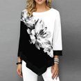 thumbnail image 1 of Moda Mujer Blusa estampada floral Tallas grandes 3/4 Mangas Irregular Dobladillo O Cuello Primave MABOTO Top de manga tres cuartos para mujer, 1 of 7