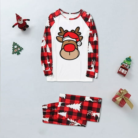 

Christmas MOM Matching Family Pajamas Sets Christmas PJ s With Print And Plaid Printed Long Sleeve Tee And Bottom Loungewear