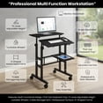 thumbnail image 6 of Yardi Yard Height Adjustable Mobile Standing Desk with Rolling Wheels for Office and Home-Black, Office Furniture, Laptop Stand for Home and Office, 6 of 8