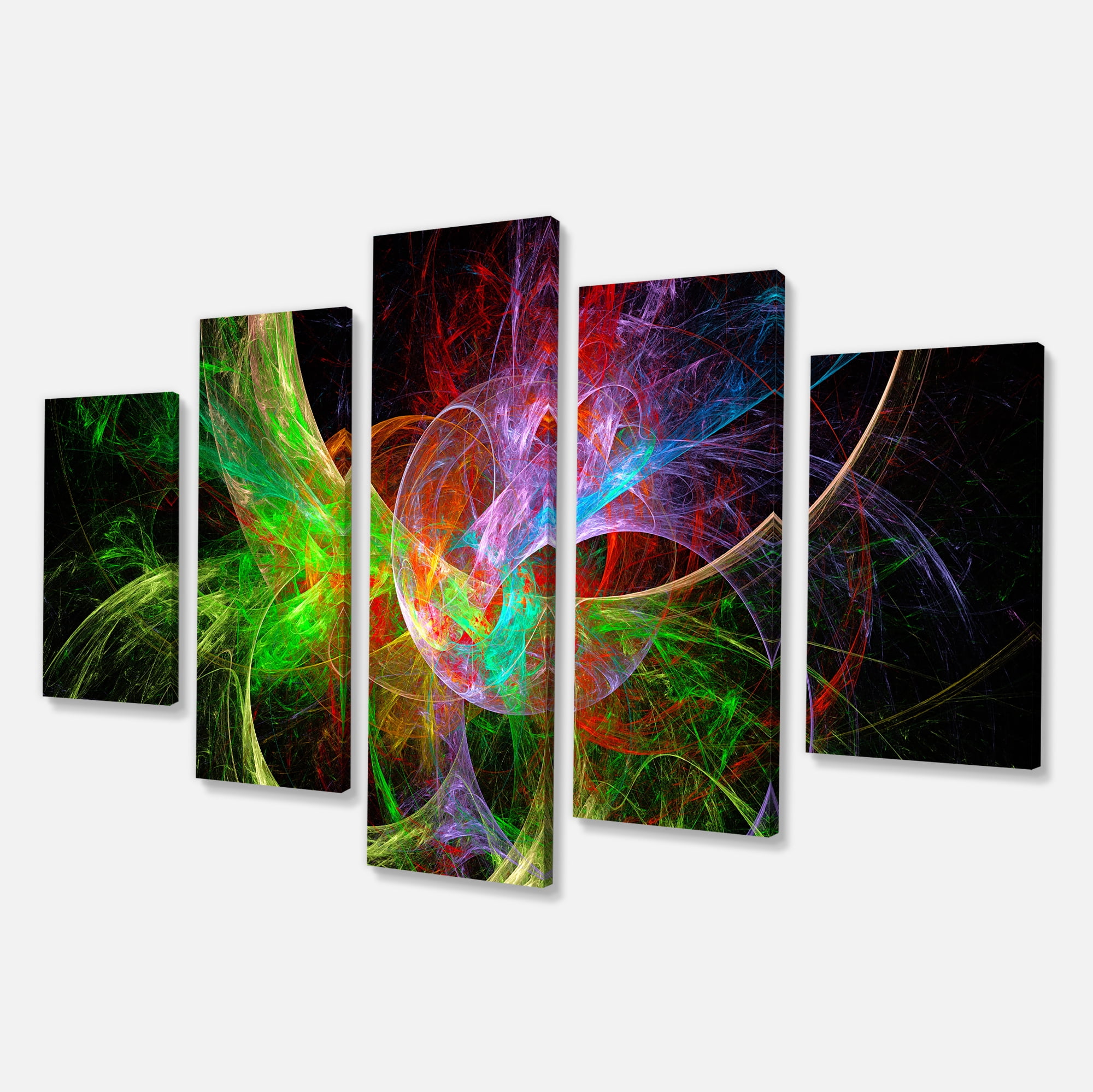 Designart 'Multi Color Fractal Abstract Design ' Contemporary Canvas Art Print