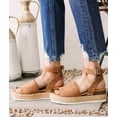 thumbnail image 2 of Soda Topic Tan Open Toe Buckle Ankle Strap Espadrilles Platform Heeled Sandal (Tan, 8), 2 of 3