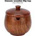 thumbnail image 5 of Salt Box Solid Wood Seasonings Storage Container with Lid, Kitchen Sugar Bowl Round Spice Cellar for Salt Sugar Pepper(Brown), 5 of 8