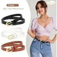 thumbnail image 3 of 3 Pack Skinny Leather Chic Belt for Women, PU Leather Thin Belt with Metal Gold Buckle for Jeans Pants Dress, 3 of 7