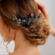 thumbnail image 5 of Zhuge Horquillas para el pelo de boda con flores para novias, peinetas con perlas de cristal,joyas con diamantes de imitación para novias, damas de honor y mujeres (negro), 5 of 5