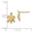 thumbnail image 3 of Real 14kt Yellow Gold Polished Diamond-cut Sea Turtle Post Earrings; for Adults and Teens; for Women and Men, 3 of 3