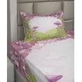 thumbnail image 2 of Ambesonne Forest Fitted & Top Sheet Set with Sham, Land Blooms, Green Pink Brown, 2 of 4