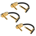 thumbnail image 2 of Guitar Patch Cable Effect Pedal Patch Cords 1/4-Inch Right Angle Low Profile Pancake Design for Effect Pedals 3 Pack Metal Black&Gold,3 x guitar patch cable, 2 of 9