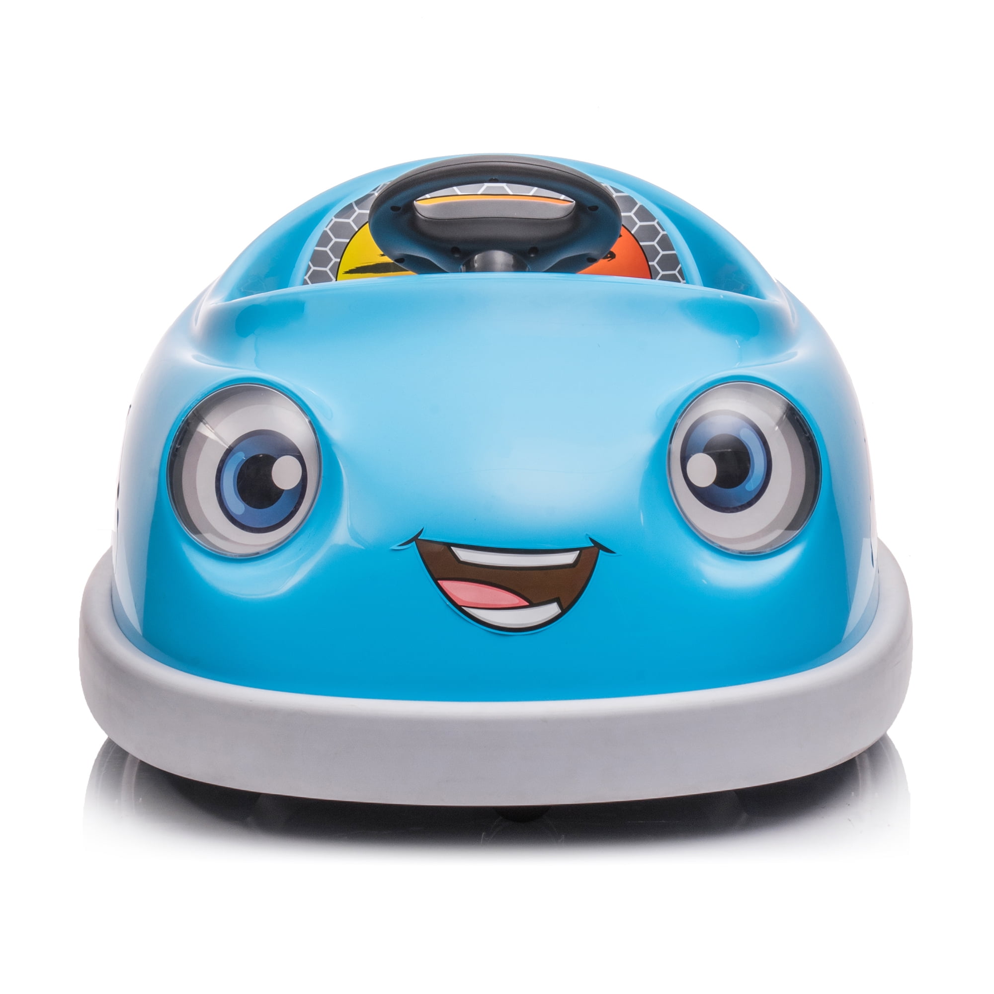 CIPACHO Ride On Bumper Car for Kids, 12V Dual Drive 1-6 Years Old Children's Electric Car with Pushrod Dinner Plate USB BT Music Rocking Horse Mode Anti-Collision, Blue
