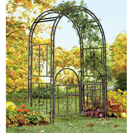Iron Montebello Garden Arbor w/ Gate & Bronze Finish