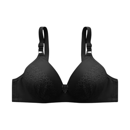 SMihono Women s Full Coverage Floral Bra Non Padded Lace Minimizer Bras Breathable Comfortable Daily Bralette Underwear Black 40