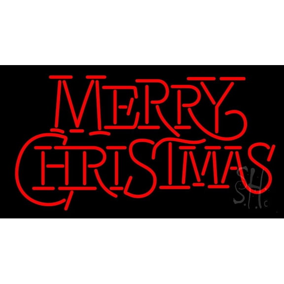 Merry Christmas Block LED Neon Sign 13 x 24 - inches, Clear Edge Cut Acrylic Backing, with Dimmer - Bright and Premium built indoor LED Neon Sign for special occasion decor.