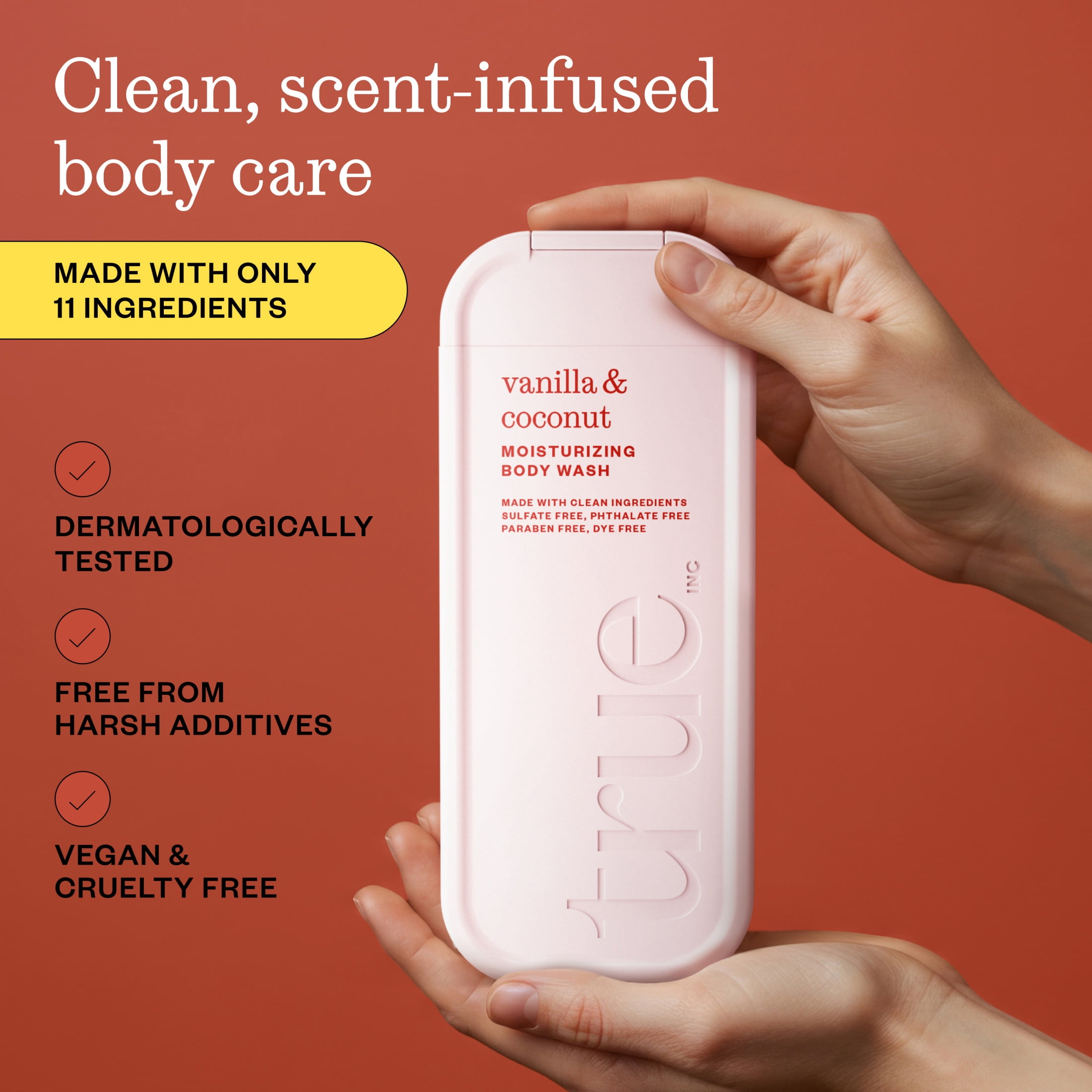 True Vanilla & Coconut Body Wash, Sulfate-Free, Moisturizing and Hydrating Formula for Women & Men, 18 fl oz