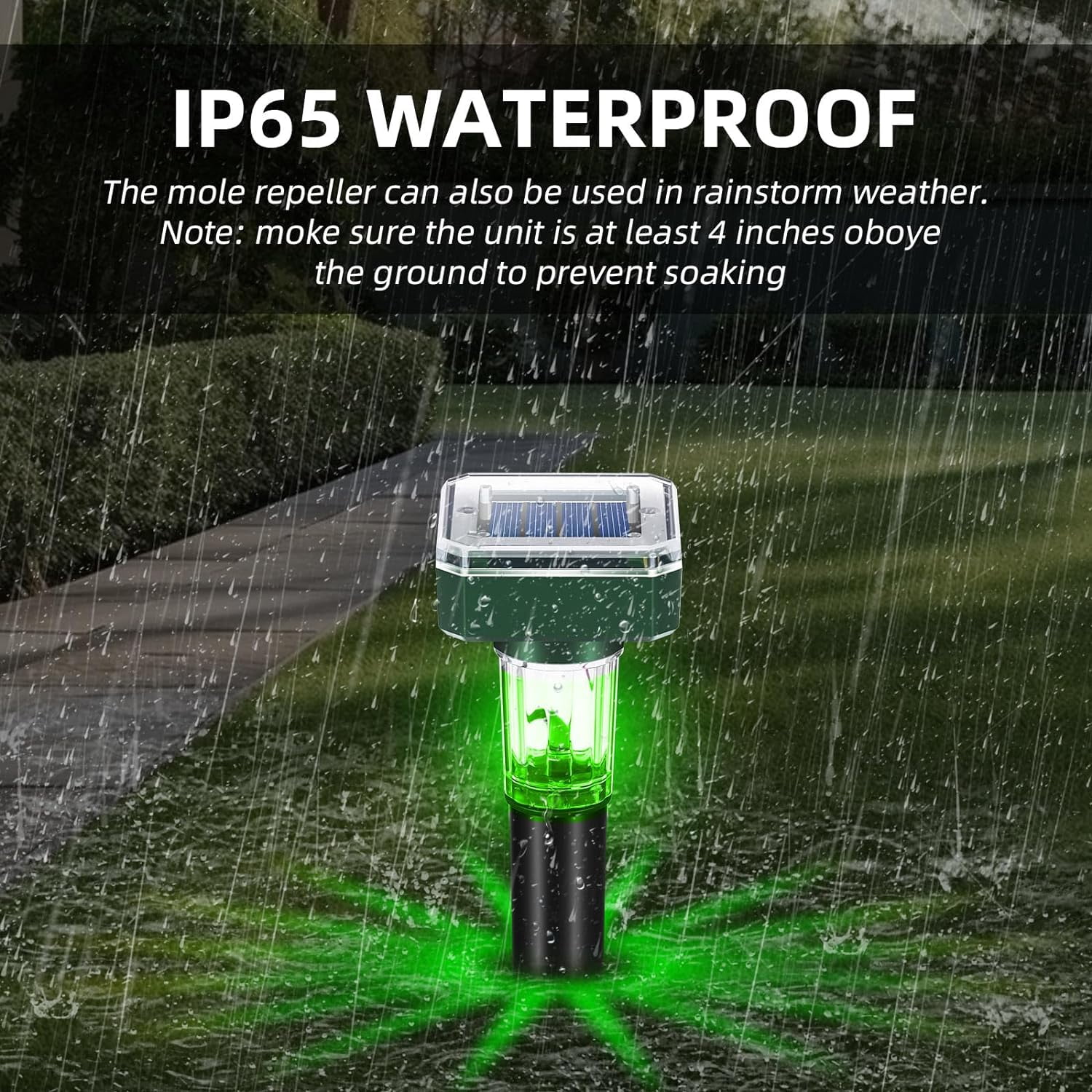 G·PEH Mole Repellent Solar Powered 8 Pack Ultrasonic Mole Deterrent Chipmunk Repellent Outdoor Waterproof Snake Gopher Vole Repellent with Light for Lawn and Garden,Square