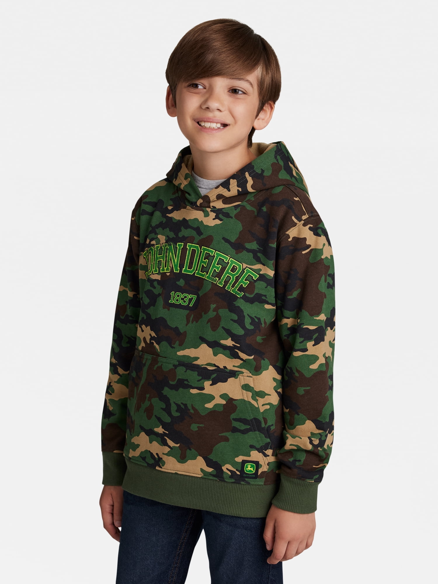 John Deere Boys Camo Graphic Fleece Long Sleeve Hoodie, Sizes 4-18