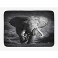 thumbnail image 1 of Elephant Bath Mat, Majestic Elephant Bull Approaching Photo Exotic Wild Habitat Mammal Art Print Safari, Non-Slip Plush Mat Bathroom Kitchen Laundry Room Decor, 29.5 X 17.5 Inches, Grey, Ambesonne, 1 of 2