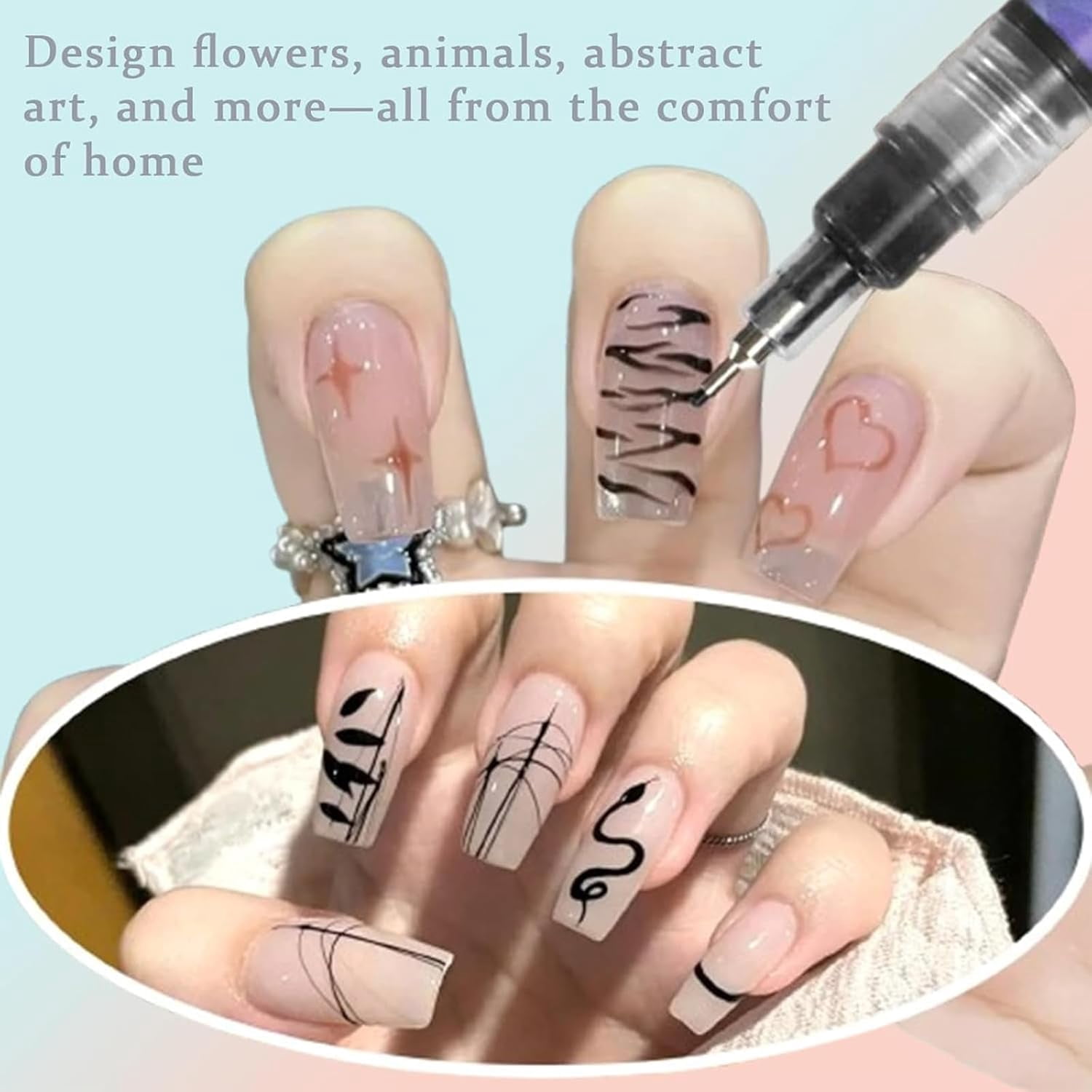KANOHENO 12 Colors Nail Art Pens Set,0.01in Waterproof and Quick-Drying DIY Nails Art Drawing Painting Tools,Multicolor Gel Acrylic Painted Pen Kit
