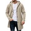 thumbnail image 7 of Men Winter Cardigan Jacket Hooded Button Mid Long Down No Zip Casual Long Sweatshirt Outerwear with Pockets Ribbed Cuffs, 7 of 7