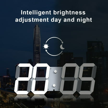 3d Led Wall Clock Modern Digital Table Watch Desktop Alarm For Home Living Room Uk Plug White Canada - Modern Digital Wall Clock 3d Led Wall Clock Modern Digital Table Watch Desktop Alarm For Home Living Room Uk Plug White Canada - Modern Digital Wall Clock