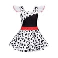 thumbnail image 3 of Aiihoo Toddler Girls Dalmatian Print Dress Black Spotted Print Ruffle Sleeve Tutu Ballet Dance Dress Black&White 3-4, 3 of 7