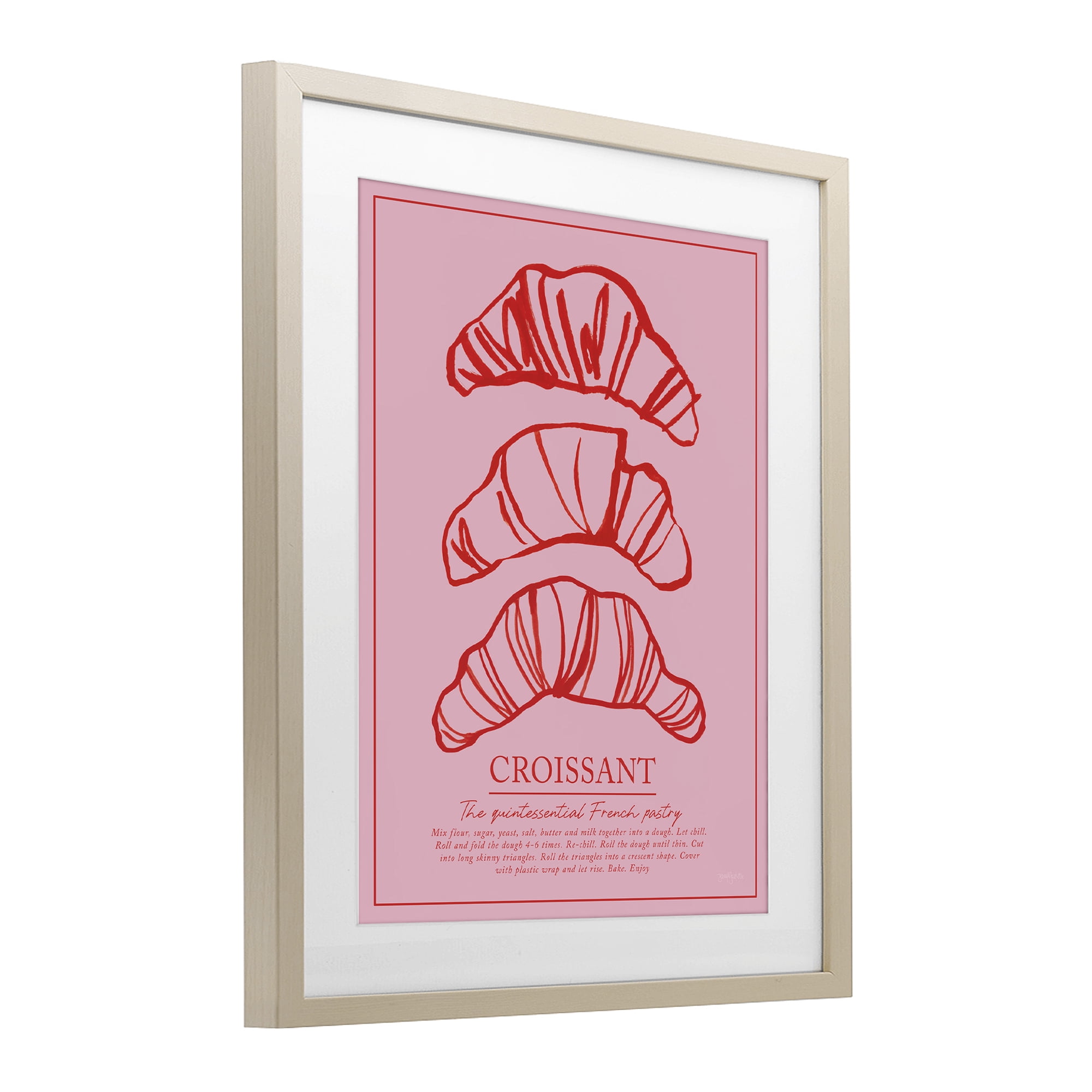 Stupell Industries Croissant Breakfast Pastry Birch Framed Print Under Glass, design by Jenaya Jackson