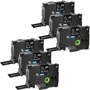GREENCYCLE 6PK Compatible for Brother P-touch White on Black 24mm 8m TZ TZe TZe-355 TZ-355 TZe355 TZ355 Laminated Label Tape