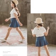 thumbnail image 4 of Summer Baby Girls Sleeveless Solid Print T-shirt Blouse+Denim Bowknot Shorts Suits Casual Outfits Sets, 4 of 4