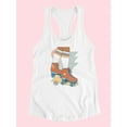 thumbnail image 3 of Let It Roll. Rollerskates Racerback Tank Women -Victoria Barnes Designs, Female Medium, 3 of 4