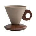 thumbnail image 6 of AZXY Elegant Conical Ceramic Coffee Cup with Wooden Circular Handle and Base, 7 fl oz Vintage Coarse Pottery Mug for Pour Over Coffee and Tea, 6 of 7