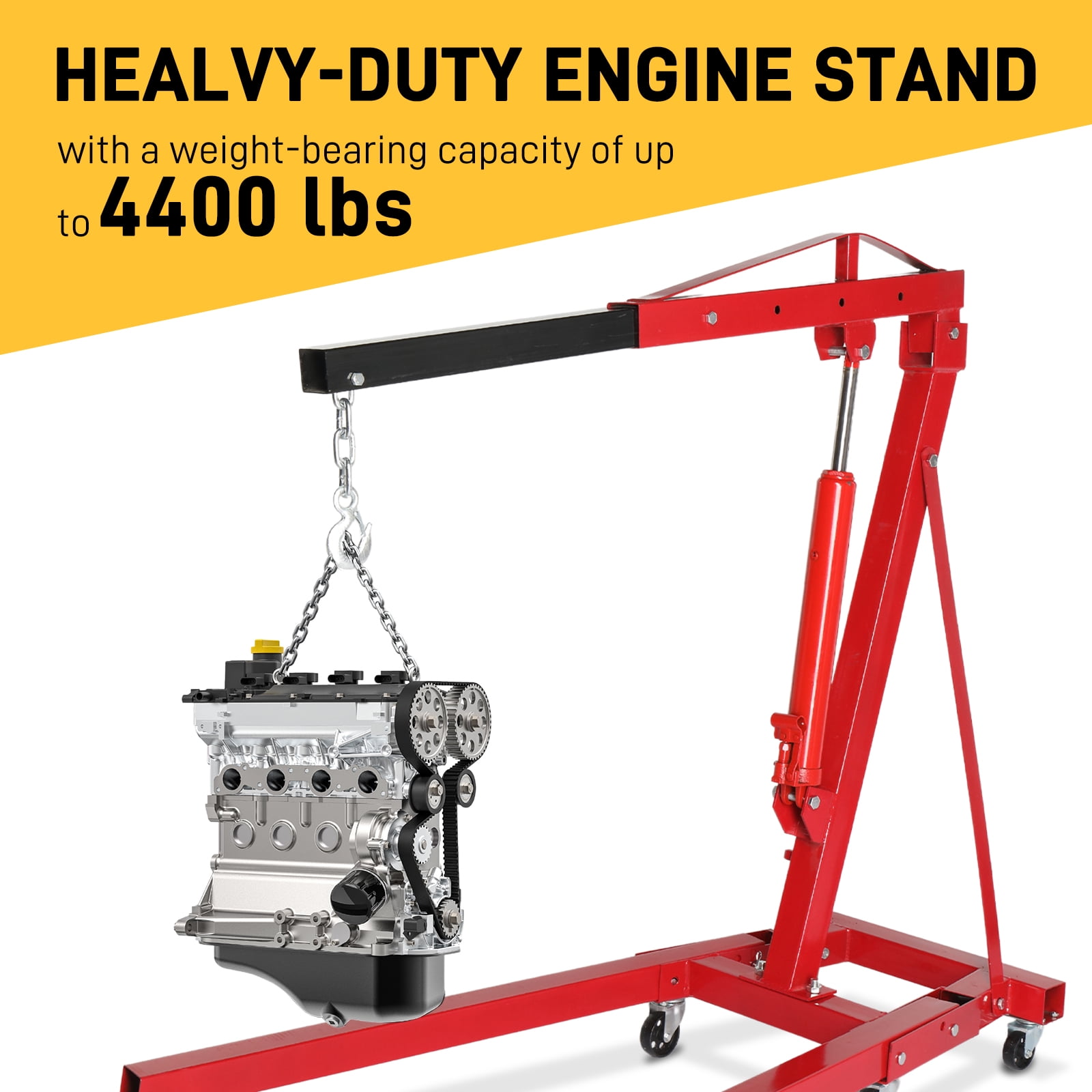 Ktaxon 2 Ton Engine Motor Hoist, Cherry Picker Crane for Car/SUV/Truck Engines, 4400LB Max Load, Red