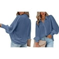 thumbnail image 2 of Womens Shirts Button Down Printed Lantern Long Sleeve Blouse Fashion Casual Tops 2025 Blue M, 2 of 7