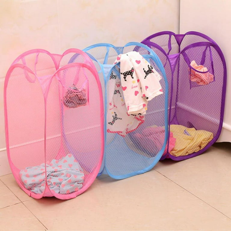 2PC/3PC Mesh Pop up Laundry Hamper Portable Folding Collapsible Laundry  Baskets