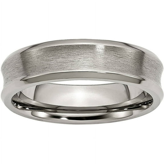 Titanium Beveled Edge, Concave 6mm Brushed & Polished Band