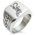 thumbnail image 1 of Stainless Steel Striking Tiger Geometric Pattern Biker Style Polished Ring, 1 of 1