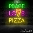 thumbnail image 5 of Handmadetneonsign Peace Love Pizza Neon Sign, Pizza Food Wall Art Decor, Pizza Store Wall Decor 65786, 5 of 5