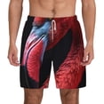 thumbnail image 2 of Picia Closeup Red Flamingo Portrait pattern Mens Swim Trunks with Compression Liner Stretch Beach Shorts Quick Dry with Zipper Pockets No-Chafing Board Shorts-Large, 2 of 9