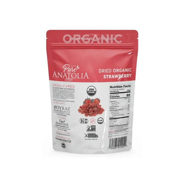 (2 pack) Pure Anatolia Organic Dried Strawberry Bites, 5 oz, 1 Pack